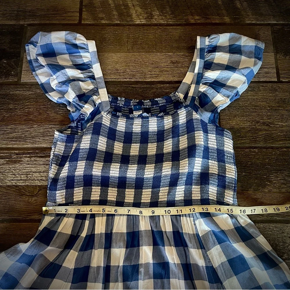 Old Navy blue & white checkered summer dress L - Picture 5 of 8